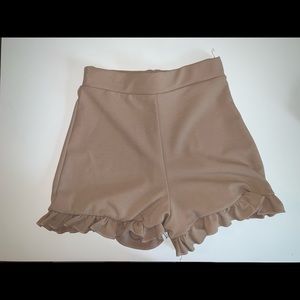 Tan Ruffle Shorts